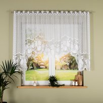 Krótka firanka do kuchni gotowa żakardowa z otworami na drążek karnisza Pelagia 300x135 cm