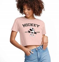 KRÓTKA KOSZULKA Damska Różowa Na Prezent Urodziny MICKEY MOUSE Wzory - M