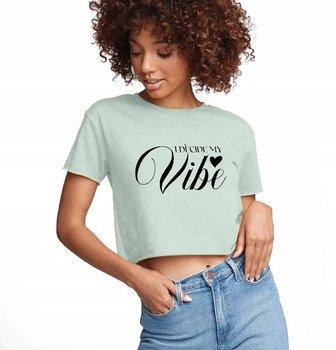 KRÓTKA KOSZULKA Zielona Na Prezent Urodziny I DECIDE MY VIBE Motyle Wzory L - Inna marka