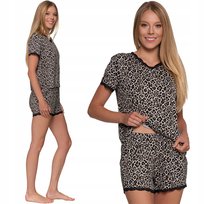 Krótka Piżama Damska Zdobiona Koronką Wzór W Panterke Wiskoza Moraj L Patt 1