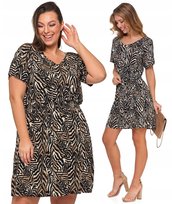 Krótka Sukienka Damska Do Kolan Modna Zwiewna Na lato Panterka MORAJ XXL