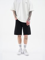 Krótkie Spodenki Jeansowe Szorty Męskie Luźne Czarne Mystars Black Basic 30 inna (Inny)
