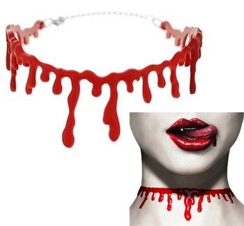 Krwawy Naszyjnik Ociekająca Krew Rana Łańcuszek Na Halloween Choker Wampir - Hopki