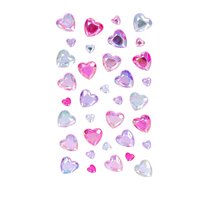 Kryształki samoprzylepne Serca, różowe, 35 sztuk