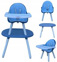 Krzesełko Do Karmienia 4W1 Taca Fotelik Stolik Niebieskie