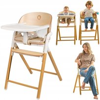 Krzesełko do karmienia drewniane 3w1 dla dzieci wielofuncyjne Lionelo Celia
