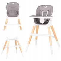 KRZESEŁKO do karmienia Lionelo MONA 4w1 Drewniane Z PASAMI I TACKĄ
