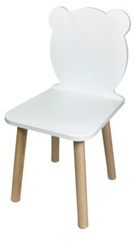 Krzesełko Dziecięce Miś Białe Krzesło Dla Dziecka Z Oparciem Stołek Dla Dzieci - Obubu