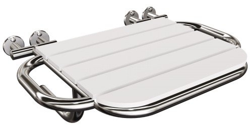Krzesełko prysznicowe z uchwytami składane ANDEX Bez Barier 803CC stal nierdzewna polerowana