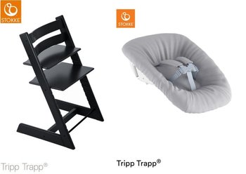Krzesełko Stokke Tripp Trapp Black + Newborn set GREY