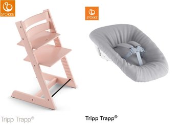 Krzesełko Stokke Tripp Trapp Serene Pink + Newborn set GREY