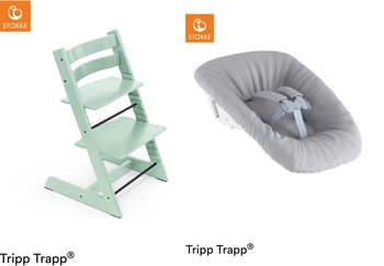 Krzesełko Stokke Tripp Trapp Soft Mint + Newborn set GREY