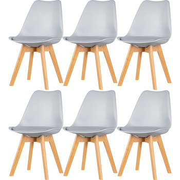 Krzesła do jadalni 6 sztuk nowoczesne ekoskóra szare Sara - JANA