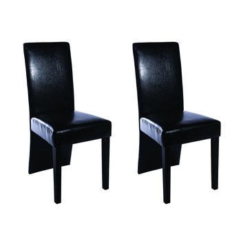 Krzesła do jadalni vidaXL, skórzane, czarny, 43x53x93 cm, 2 szt.  - vidaXL