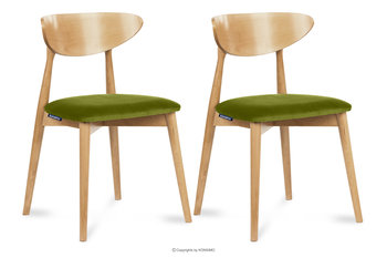 Krzesła drewniane dąb zielony welur 2szt RABI Konsimo - Konsimo