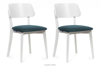 Krzesła nowoczesne białe drewniane turkus 2szt VINIS Konsimo - Konsimo