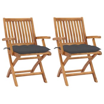 Krzesła ogrodowe, 2 szt., antracytowe poduszki, drewno tekowe - vidaXL