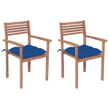 Krzesła ogrodowe, 2 szt., jasnoniebieskie poduszki, tekowe - vidaXL