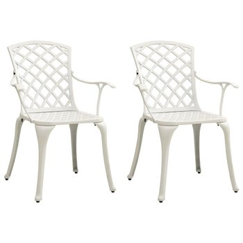 Krzesła ogrodowe 2 szt., odlewane aluminium, białe - vidaXL