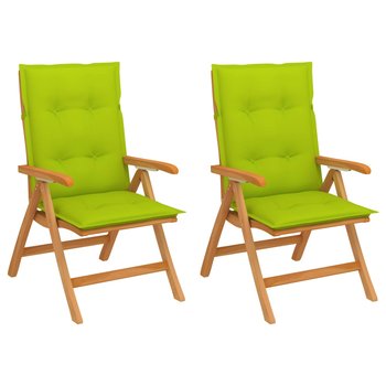 Krzesła ogrodowe, 2 szt., z jasnozielonymi poduszkami, tekowe - vidaXL