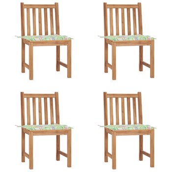 Krzesła ogrodowe, 4 szt., z poduszkami, lite drewno tekowe - vidaXL