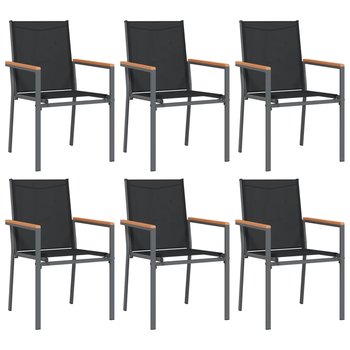 Krzesła ogrodowe, 6 szt, czarne, 55x61,5x90cm, tex - vidaXL