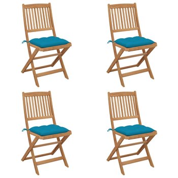 Krzesła ogrodowe akacjowe z poduszkami, składane, - Zakito