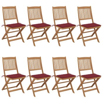 Krzesła ogrodowe akacjowe z poduszkami, winna czer - Zakito