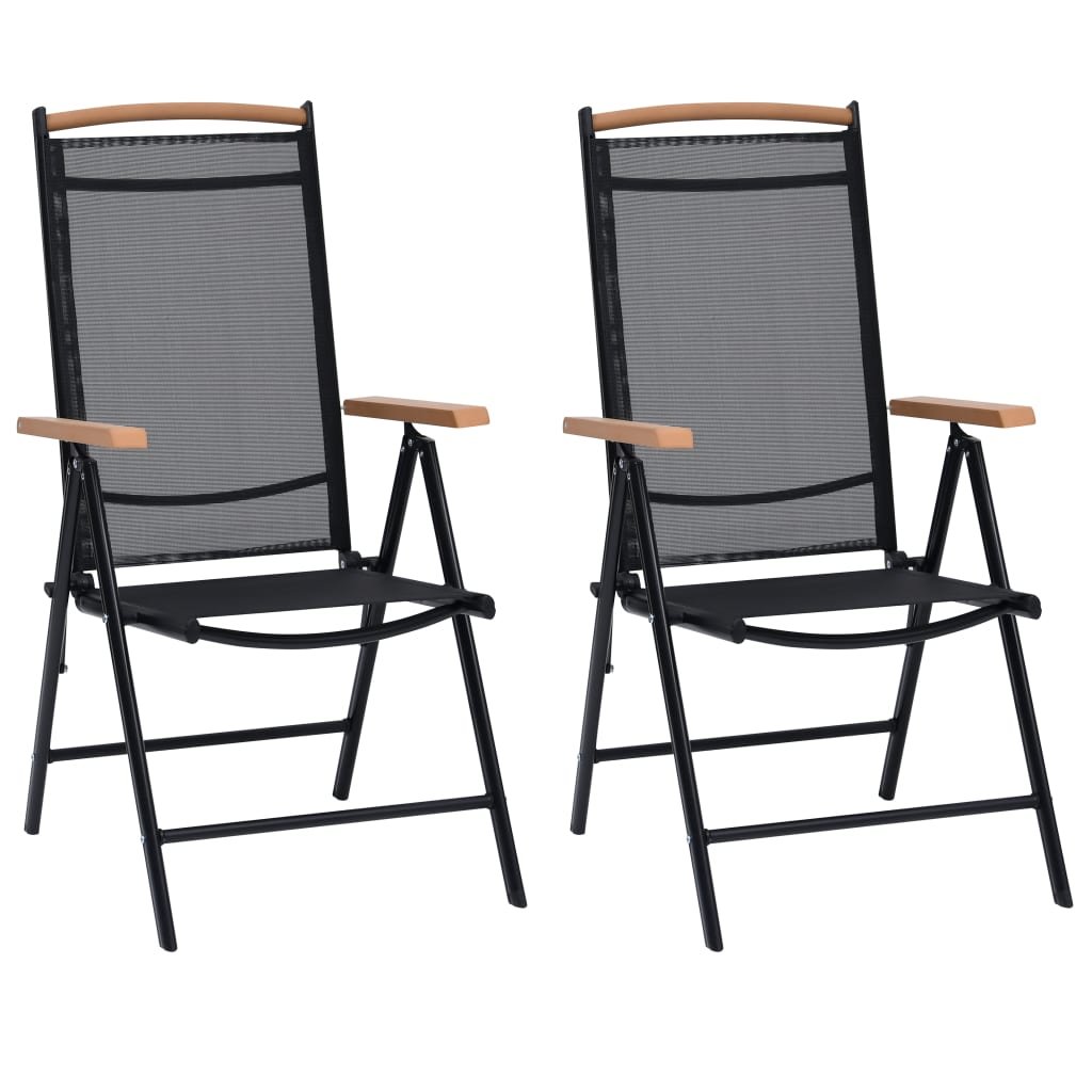 Фото - Садові меблі Krzesła ogrodowe aluminiowe czarne - 2 szt. (58x65