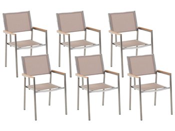 Krzesła ogrodowe BELIANI Grosseto, beżowe, 6 sztuk - Beliani