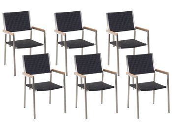 Krzesła ogrodowe BELIANI Grosseto, srebrno-czarne, 88x55x45 cm, 6 szt. - Beliani