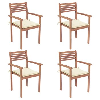 Krzesła ogrodowe drewniane, 56x51x90 cm, kremowa p - Zakito