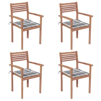 Krzesła ogrodowe drewniane tekowe 4 szt. + poduszk - Zakito