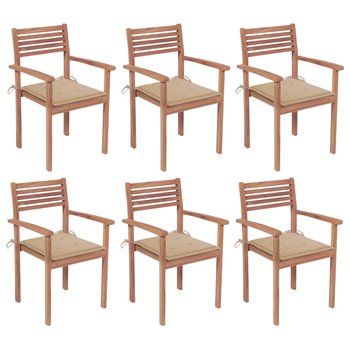 Krzesła ogrodowe drewniane tekowe 6 szt. beżowe - Zakito