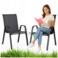 Krzesła Ogrodowe Metalowe Tarasowe Balkonowe Czarne Premium 2025 Zestaw 2x