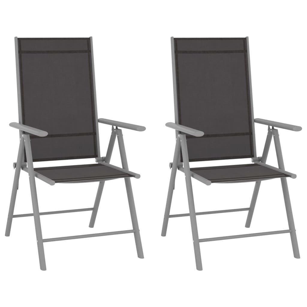 Фото - Садові меблі Krzesła ogrodowe składane, czarno-srebrne, 54x73x1