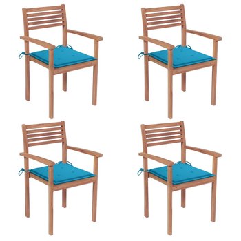 Krzesła ogrodowe tekowe z poduszką - niebieski - Zakito Europe