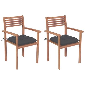 Krzesła ogrodowe tekowe z poduszkami antracytowymi - Zakito