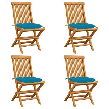 Krzesła ogrodowe tekowe z poduszkami, jasnoniebies - Zakito Europe