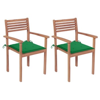 Krzesła ogrodowe tekowe z poduszkami, zielone - Zakito