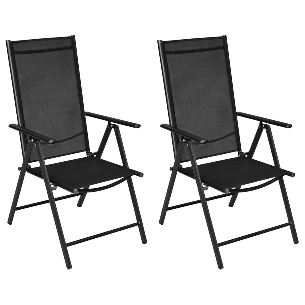 Krzesła ogrodowe VIDAXL składane, aluminiowe, czarne, 54x73x107 cm, 2 sztuki