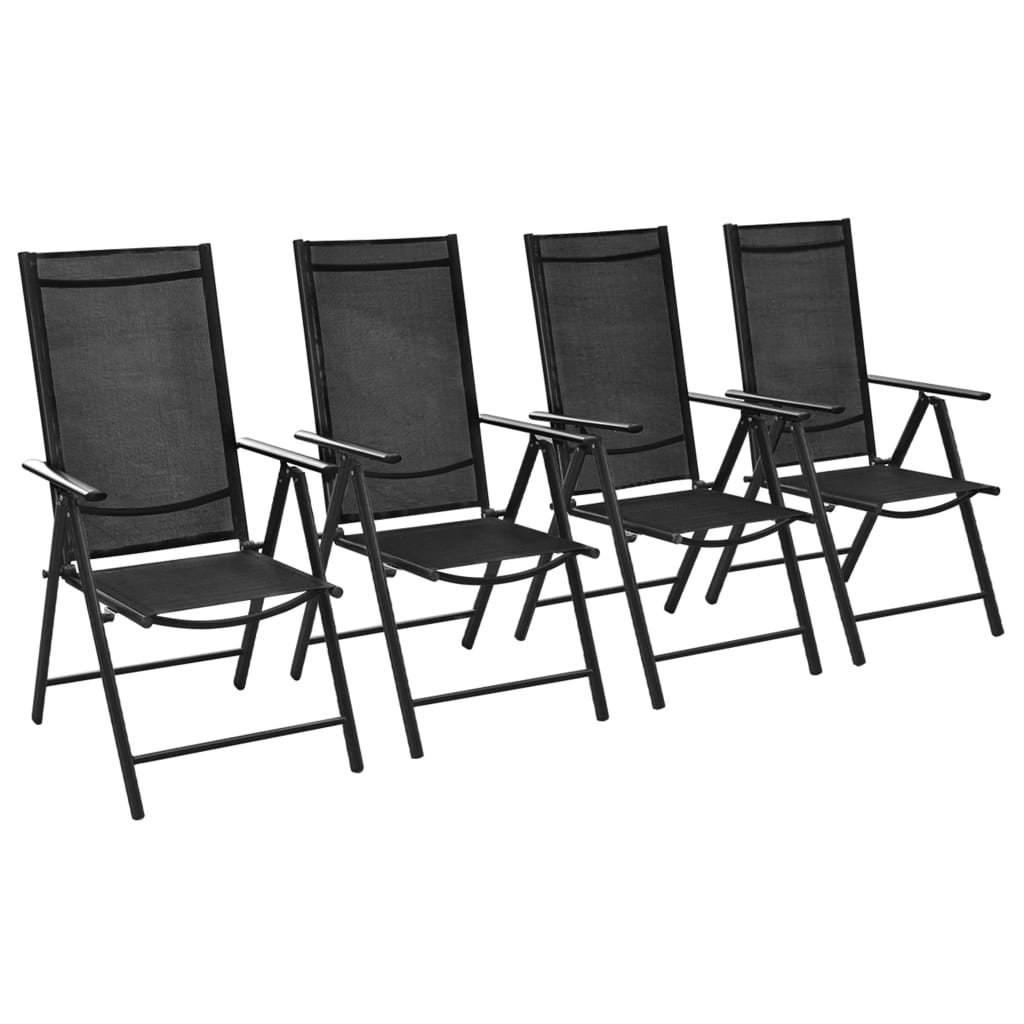 Krzesła ogrodowe vidaXL składane, aluminiowe, czarne, 54x73x107 cm, 4 sztuki