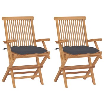 Krzesła ogrodowe z antracytowymi poduszkami, 2 szt., tekowe - vidaXL