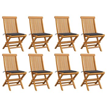Krzesła ogrodowe z antracytowymi poduszkami, 8 szt., tekowe - vidaXL