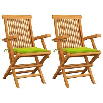 Krzesła ogrodowe z jasnozielonymi poduszkami, 2 szt., tekowe - vidaXL