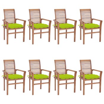 Krzesła ogrodowe z jasnozielonymi poduszkami, 8 szt., tekowe - vidaXL