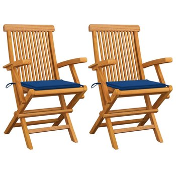 Krzesła ogrodowe z kobaltowymi poduszkami, 2 szt., tekowe - vidaXL