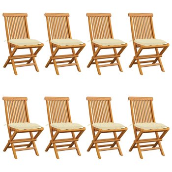 Krzesła ogrodowe z kremowymi poduszkami, 8 szt., drewno tekowe - vidaXL