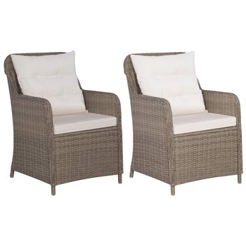 Krzesła ogrodowe z poduszkami, 2 szt., polirattan, brązowe - vidaXL