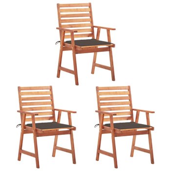 Krzesła ogrodowe z poduszkami, 3 szt., lite drewno akacjowe - vidaXL